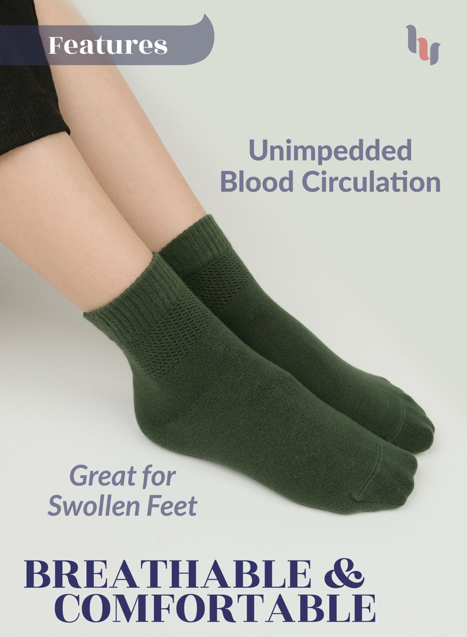 Women's Comfortable Diabetic Bamboo Ankle Socks for Swollen Legs, 3 Pairs