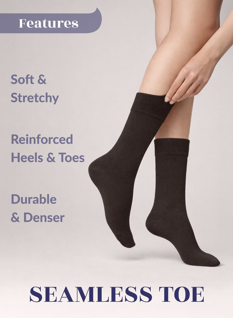 Soft Bamboo Dress Crew Socks for Women, 3 Pairs