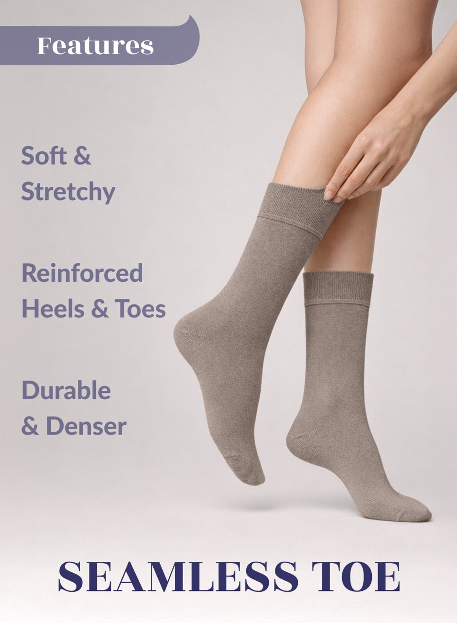 Soft Bamboo Dress Crew Socks for Women, 3 Pairs