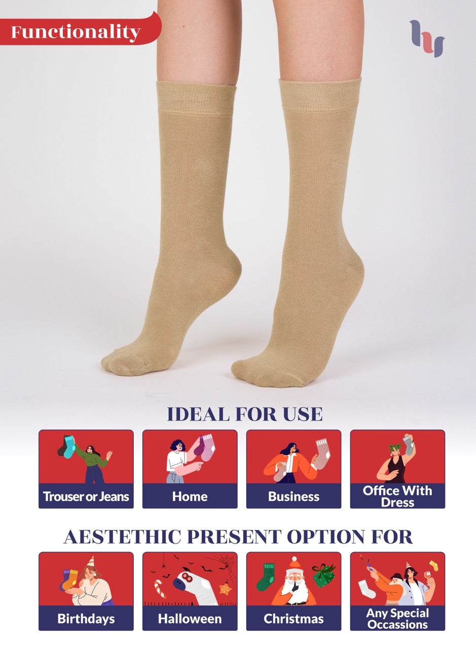 Women's Bamboo Dress Crew Socks, 3 Pairs