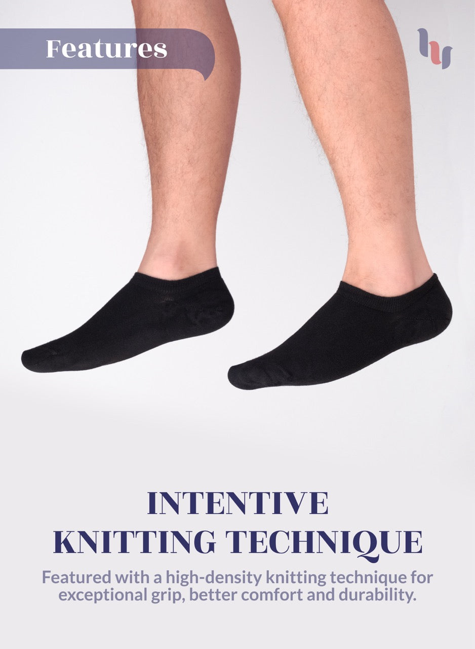 Non-Slip Men's Bamboo No-Show Socks (Only Size 11-13), 6 Pairs