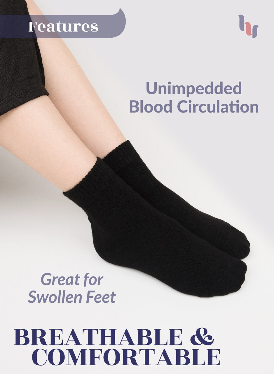 Women's Comfortable Diabetic Bamboo Ankle Socks for Swollen Legs, 3 Pairs