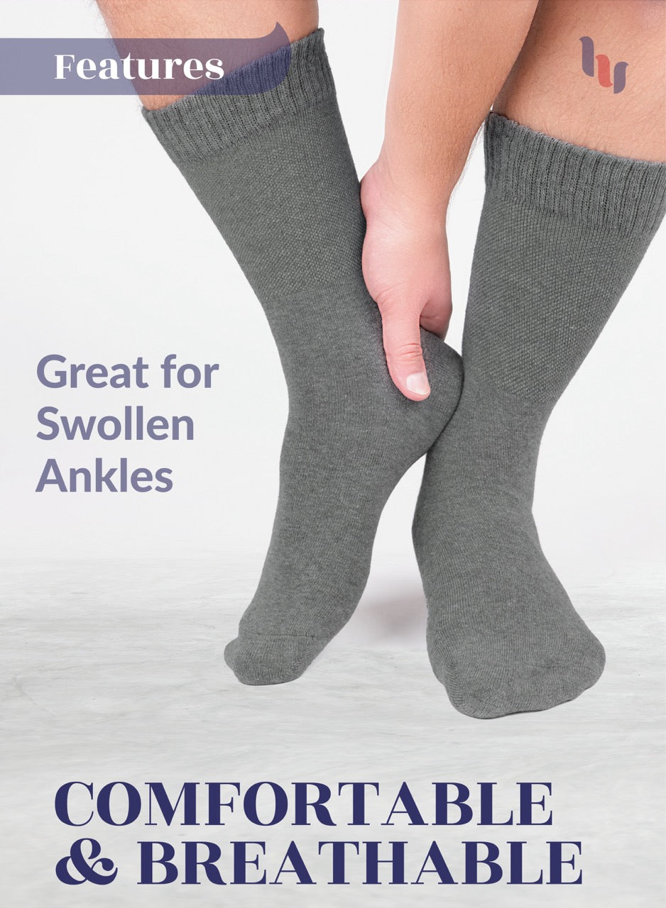 Unisex Cotton Diabetic Crew Socks, 4 Pairs