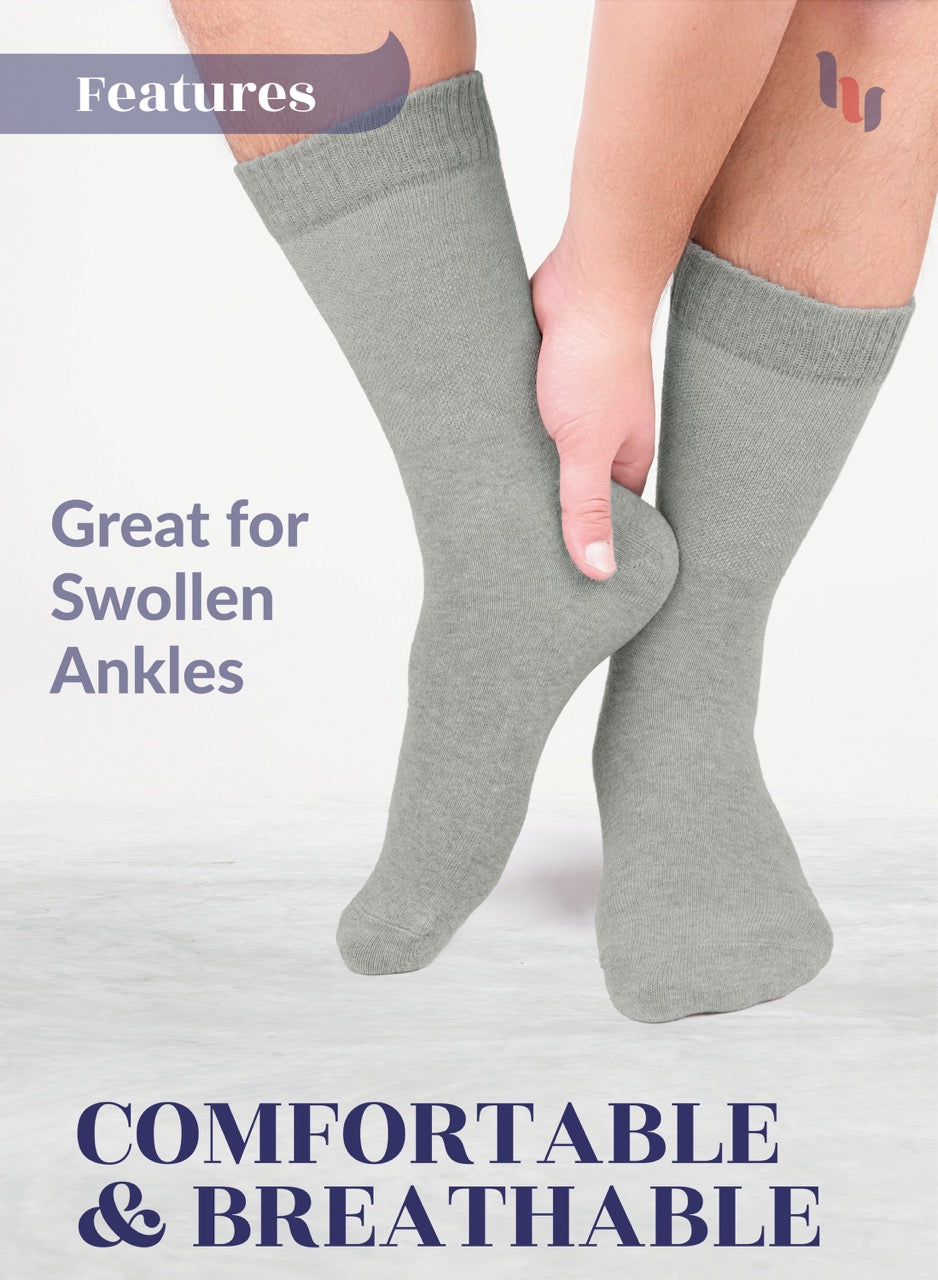 Unisex Cotton Diabetic Crew Socks, 4 Pairs