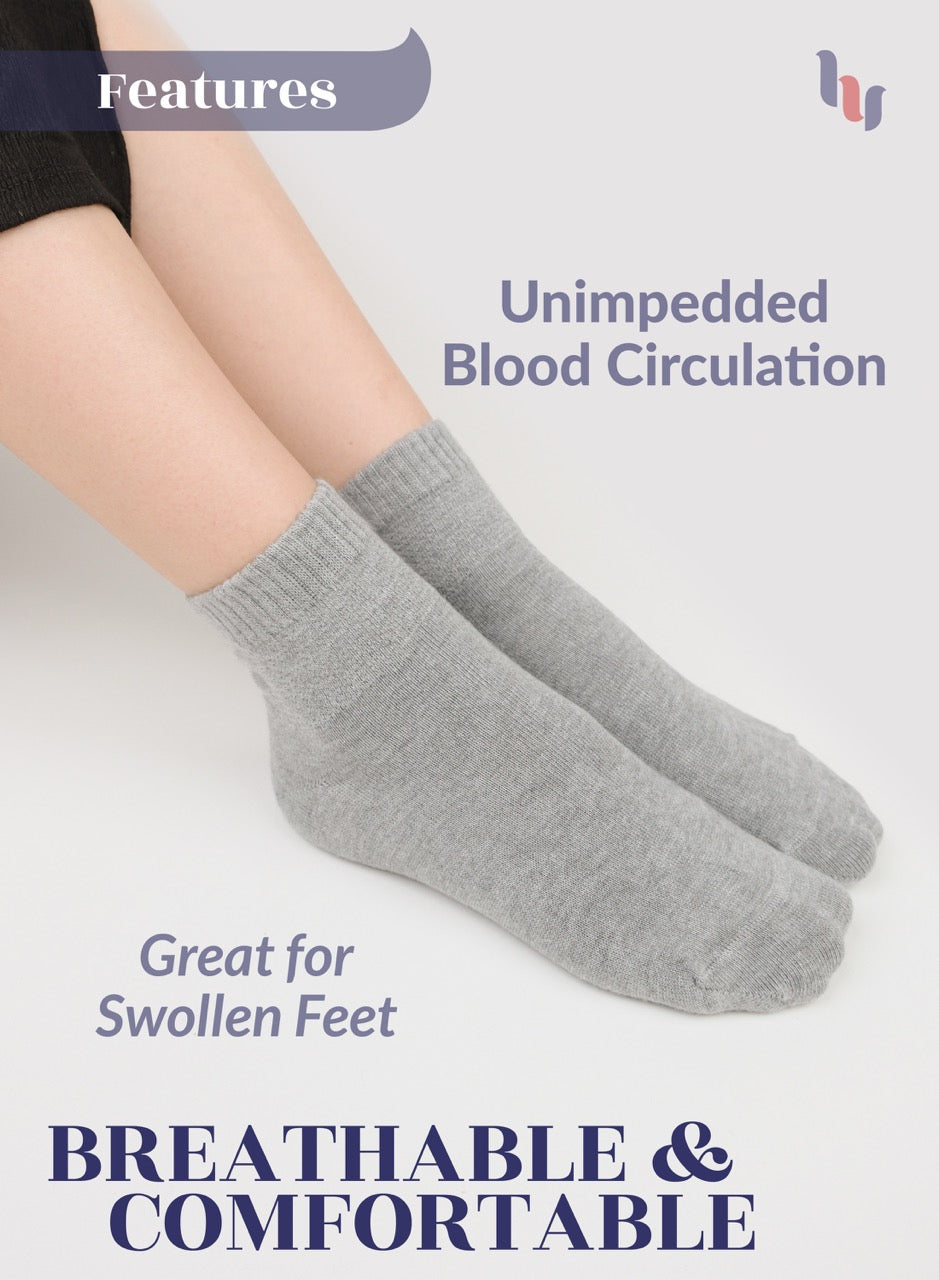 Women's Comfortable Diabetic Bamboo Ankle Socks for Swollen Legs, 3 Pairs