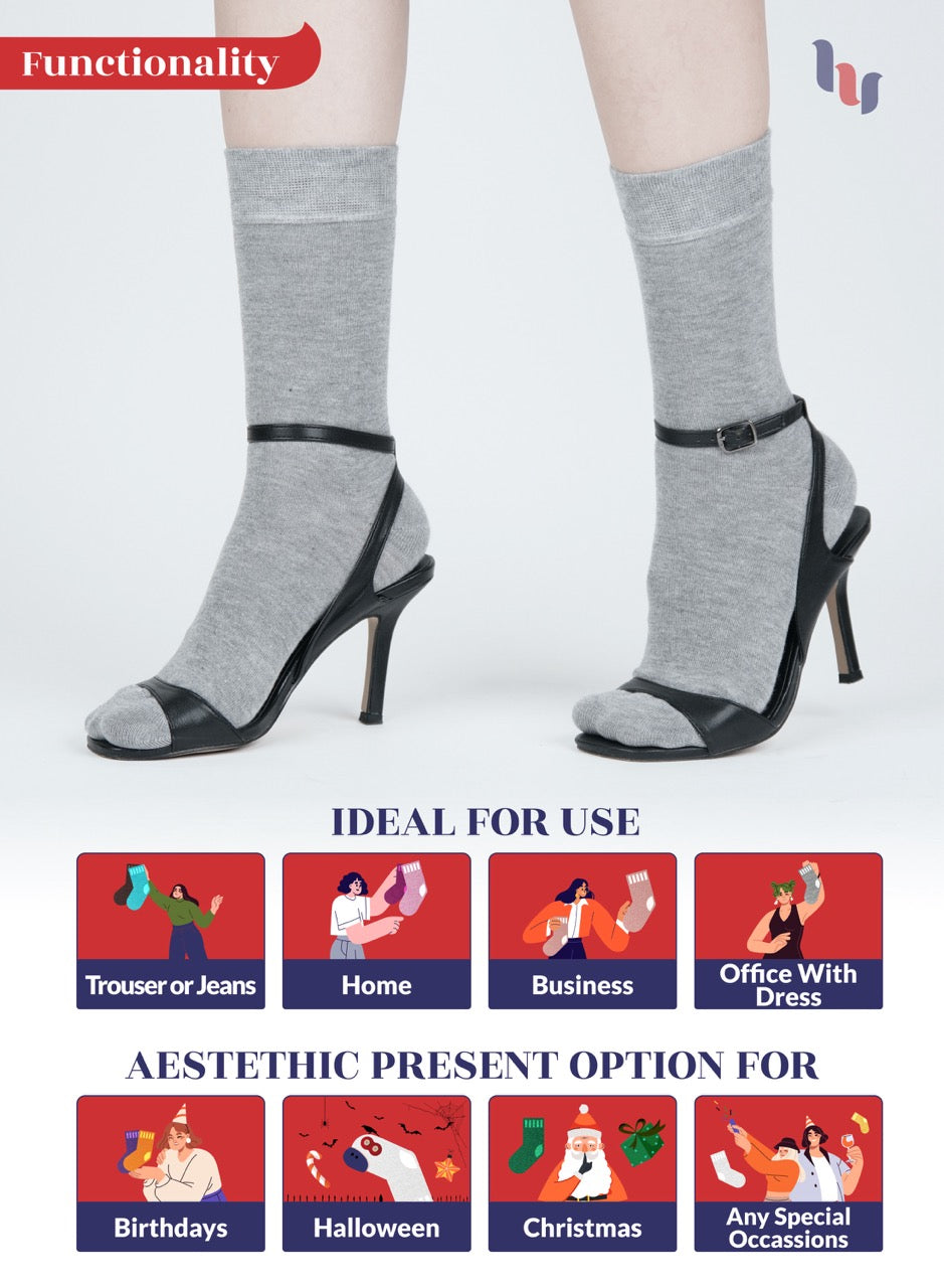 Women's Bamboo Dress Crew Socks, 3 Pairs