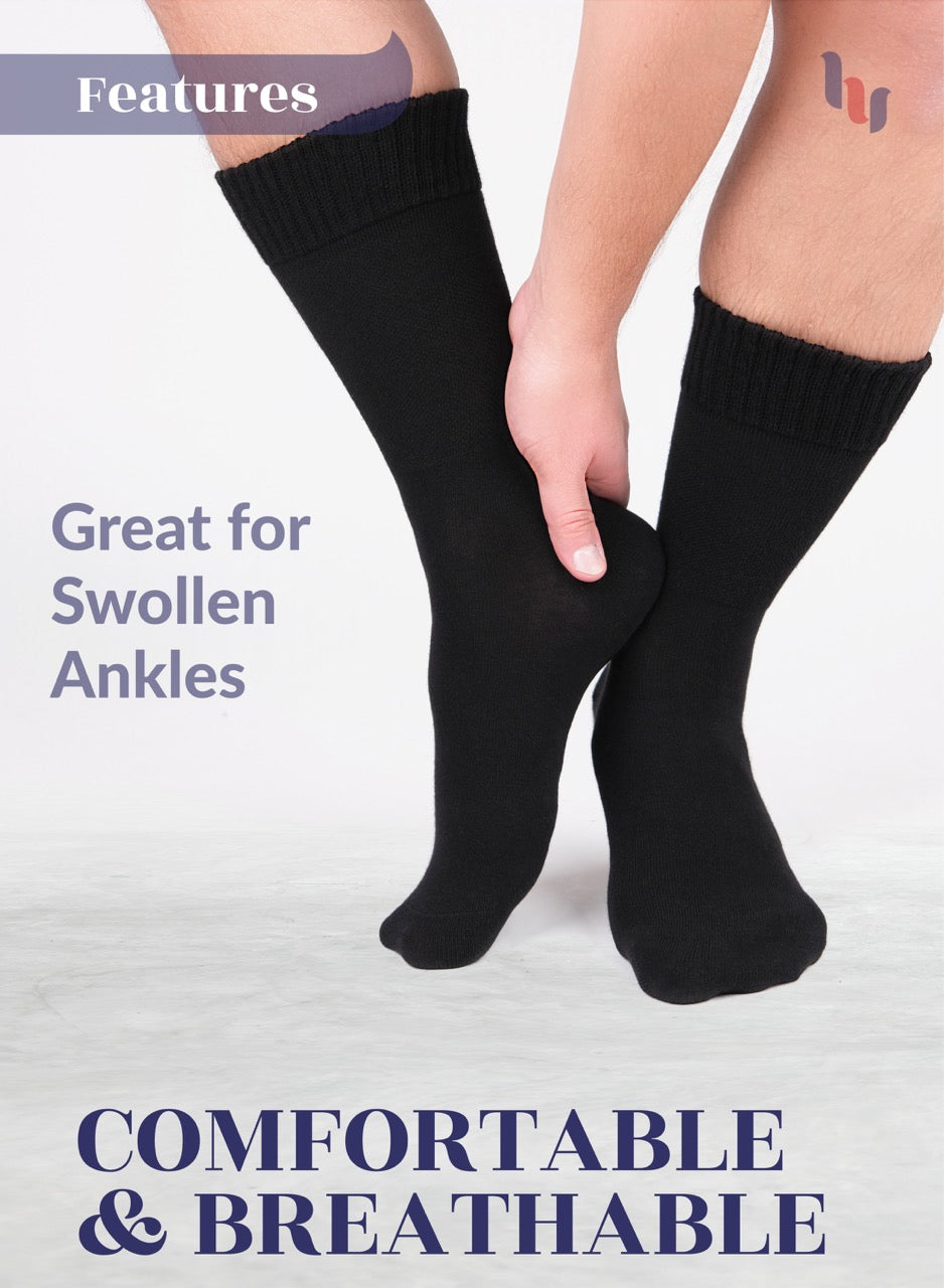Unisex Cotton Diabetic Crew Socks, 4 Pairs