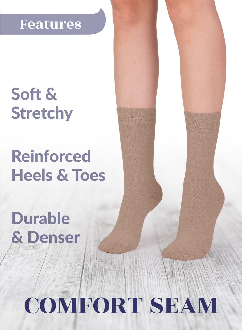Casual Women's Cotton Dress Crew Socks, 4 Pairs