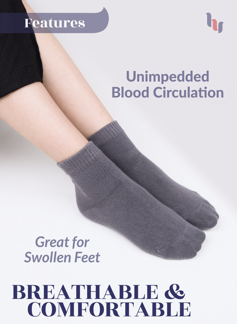 Women's Comfortable Diabetic Bamboo Ankle Socks for Swollen Legs, 3 Pairs