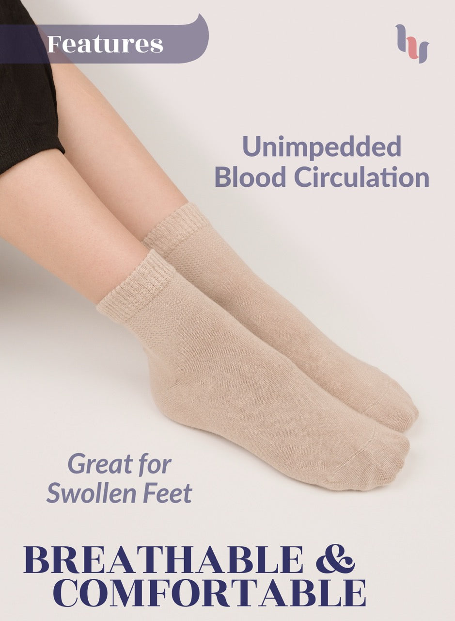Women's Comfortable Diabetic Bamboo Ankle Socks for Swollen Legs, 3 Pairs