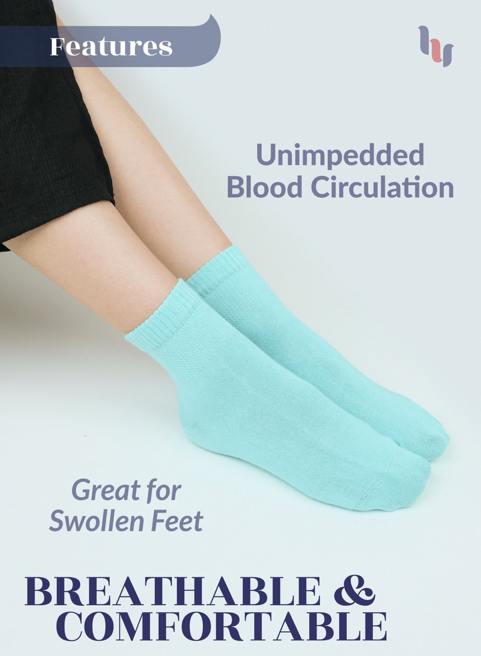 Women's Comfortable Diabetic Bamboo Ankle Socks for Swollen Legs, 3 Pairs