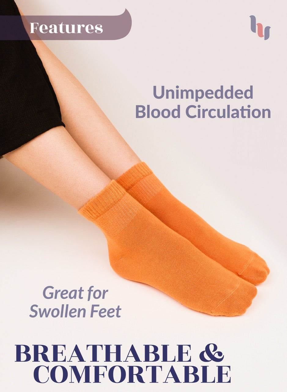 Women's Comfortable Diabetic Bamboo Ankle Socks for Swollen Legs, 3 Pairs
