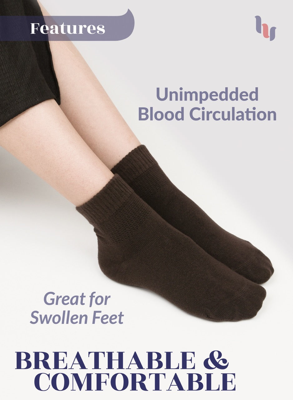 Women's Comfortable Diabetic Bamboo Ankle Socks for Swollen Legs, 3 Pairs