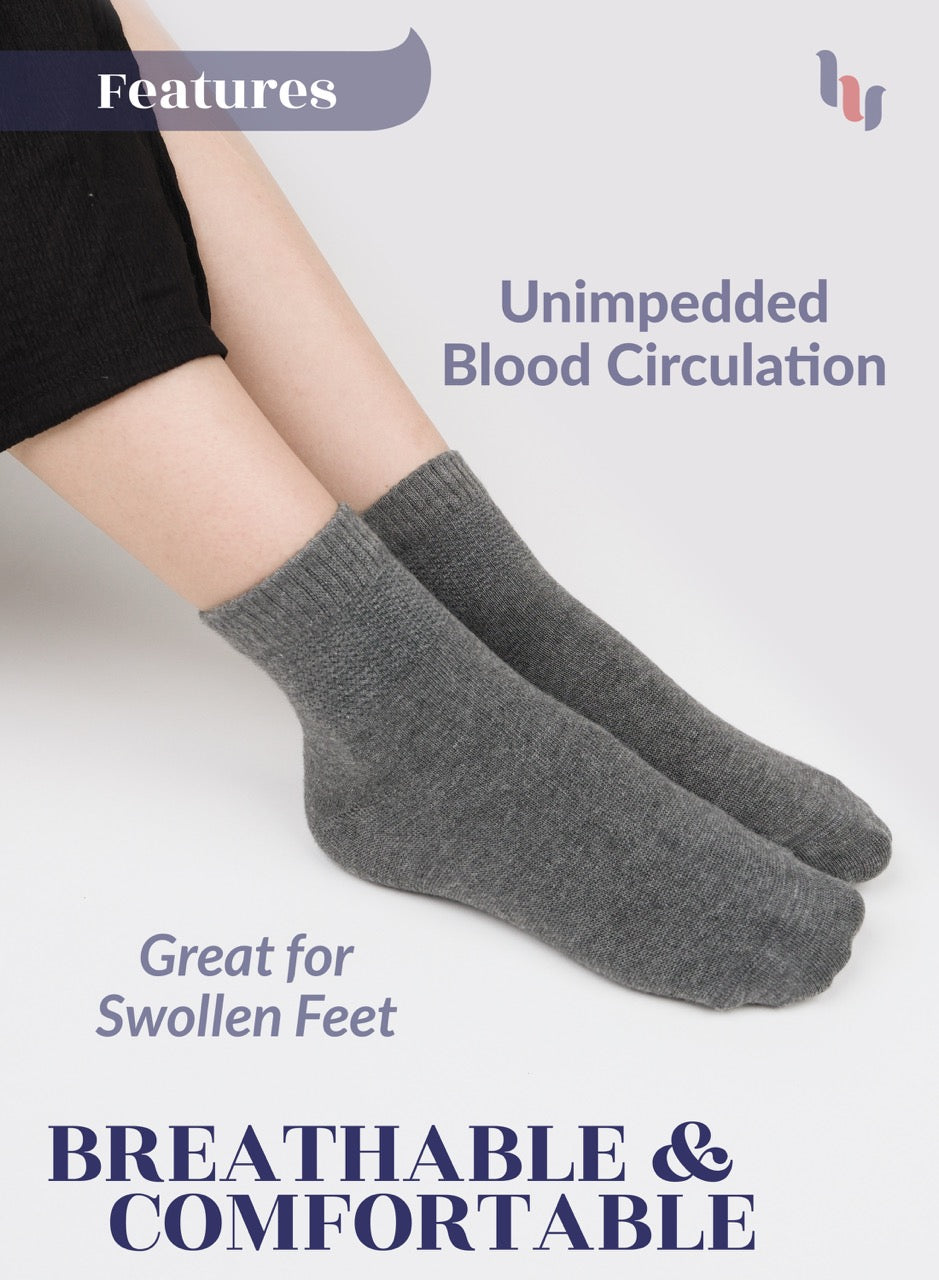 Women's Comfortable Diabetic Bamboo Ankle Socks for Swollen Legs, 3 Pairs