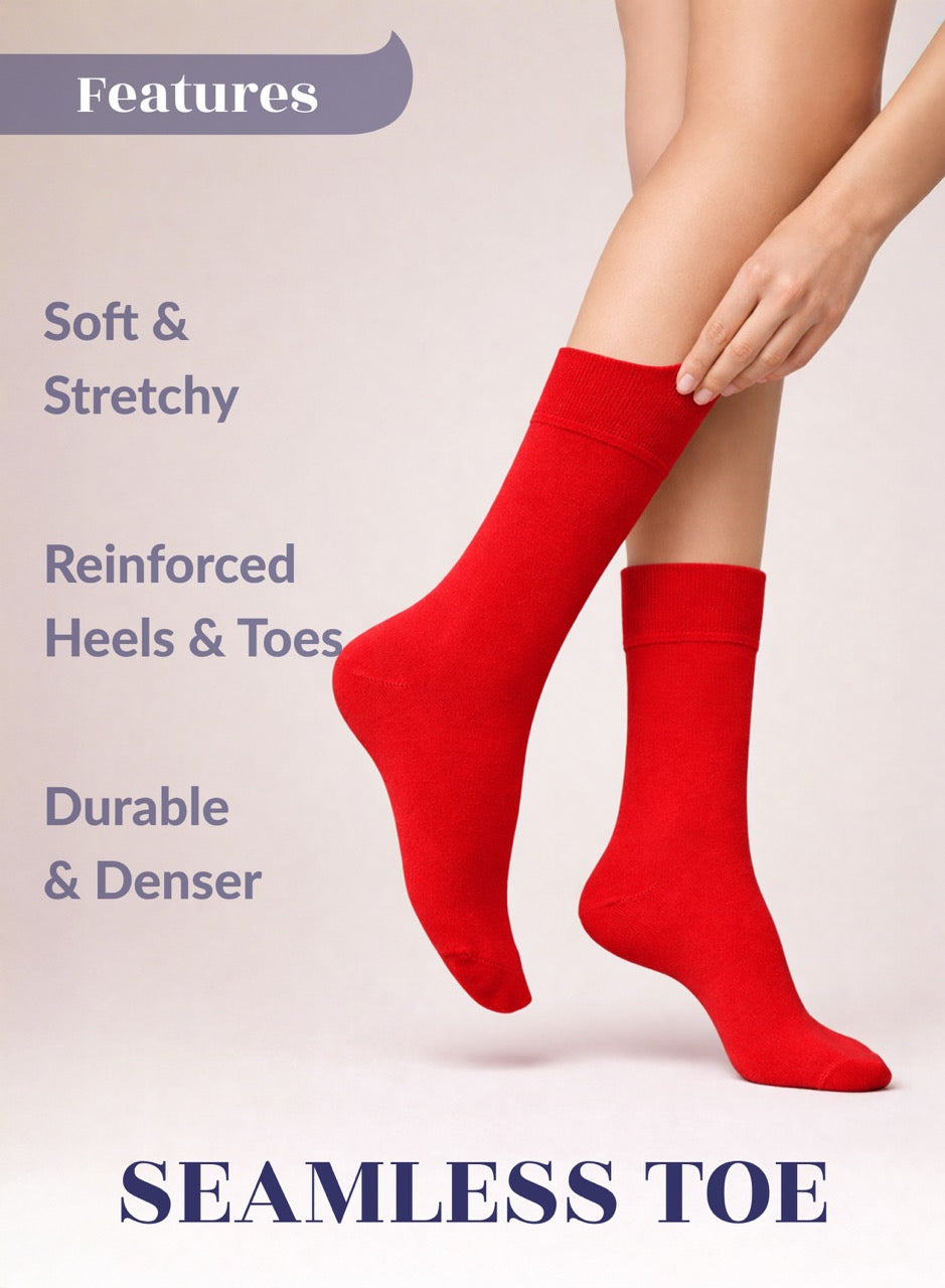 Soft Bamboo Dress Crew Socks for Women, 3 Pairs
