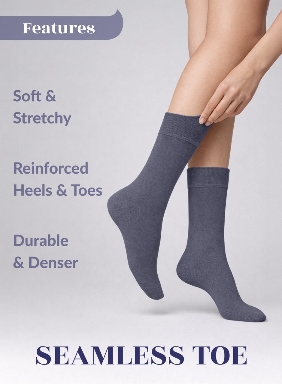 Soft Bamboo Dress Crew Socks for Women, 3 Pairs