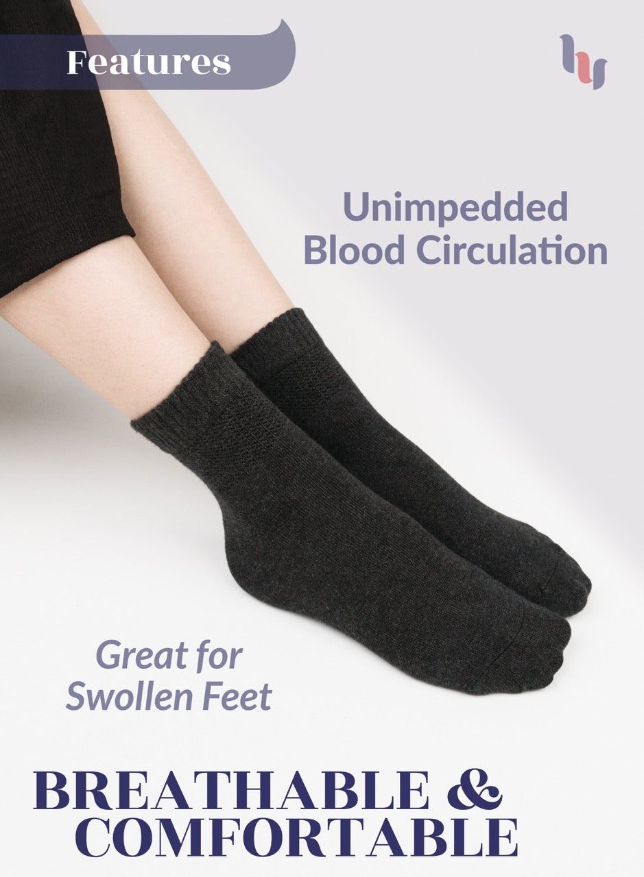 Women's Comfortable Diabetic Bamboo Ankle Socks for Swollen Legs, 3 Pairs