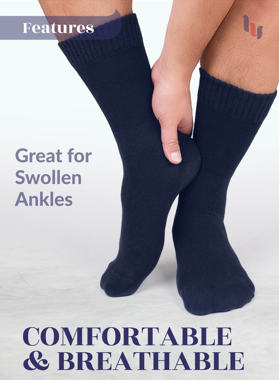 Unisex Cotton Diabetic Crew Socks, 4 Pairs