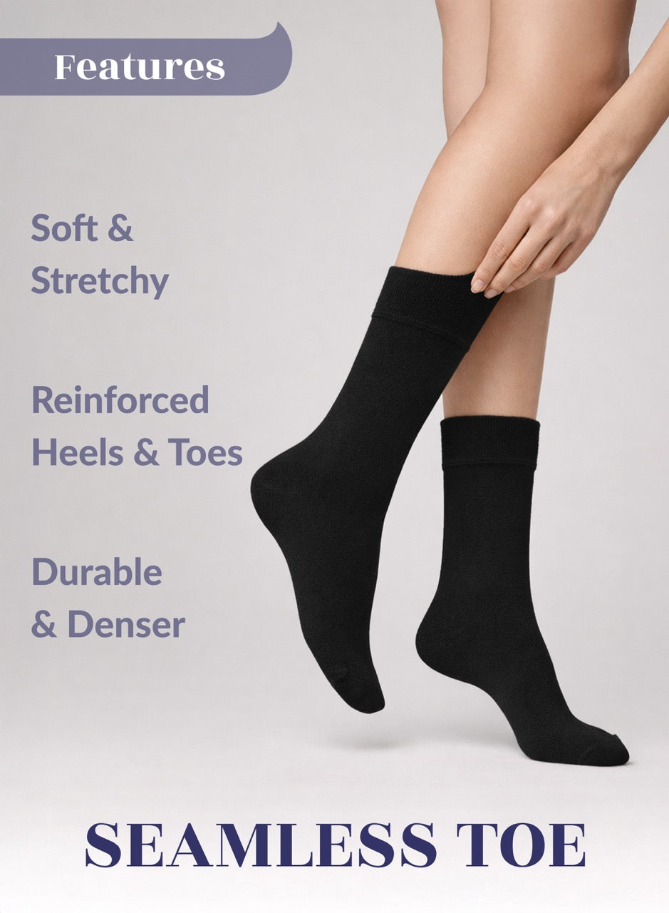 Soft Bamboo Dress Crew Socks for Women, 3 Pairs
