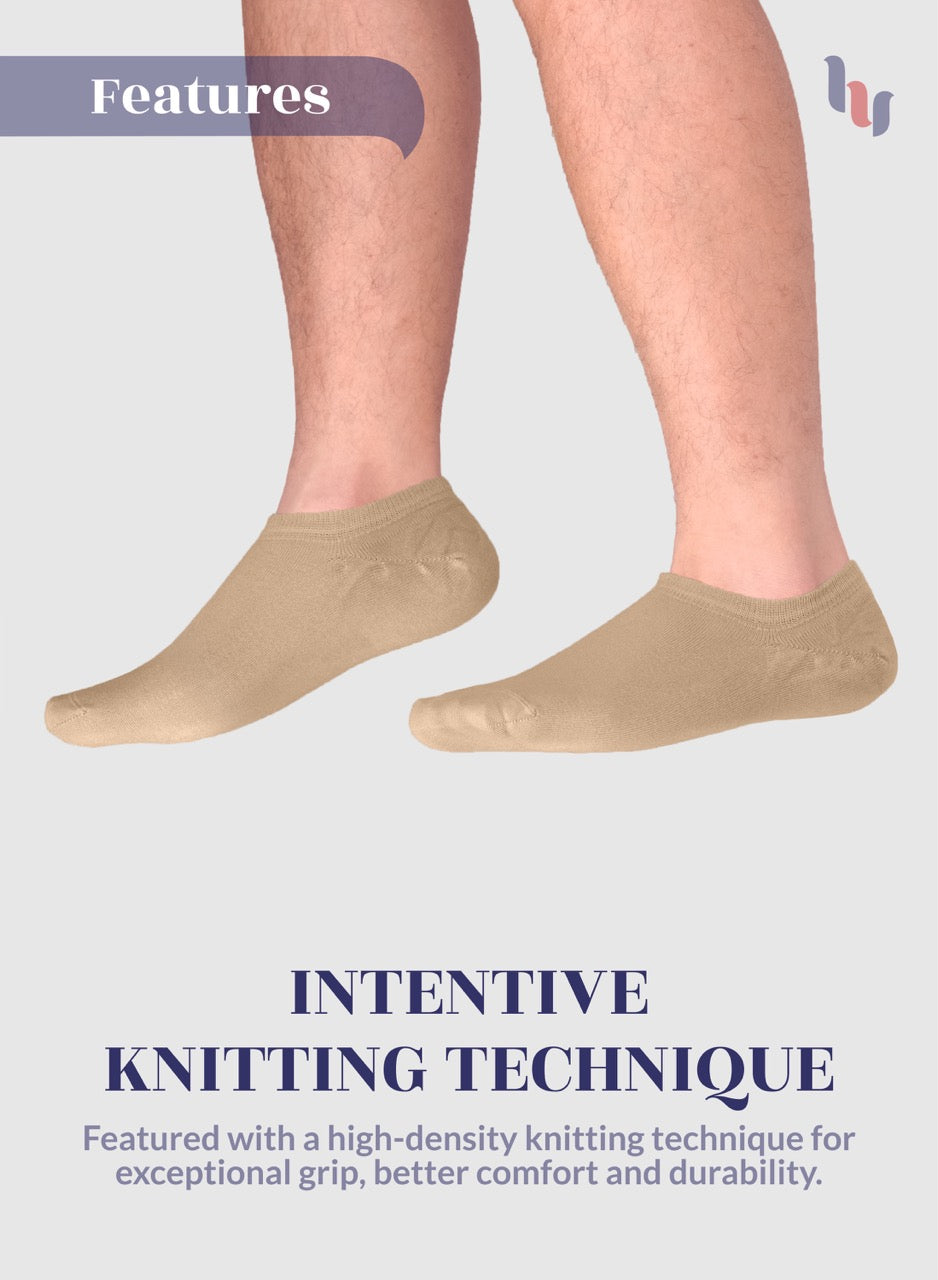 Non-Slip Men's Bamboo No-Show Socks (Only Size 11-13), 6 Pairs