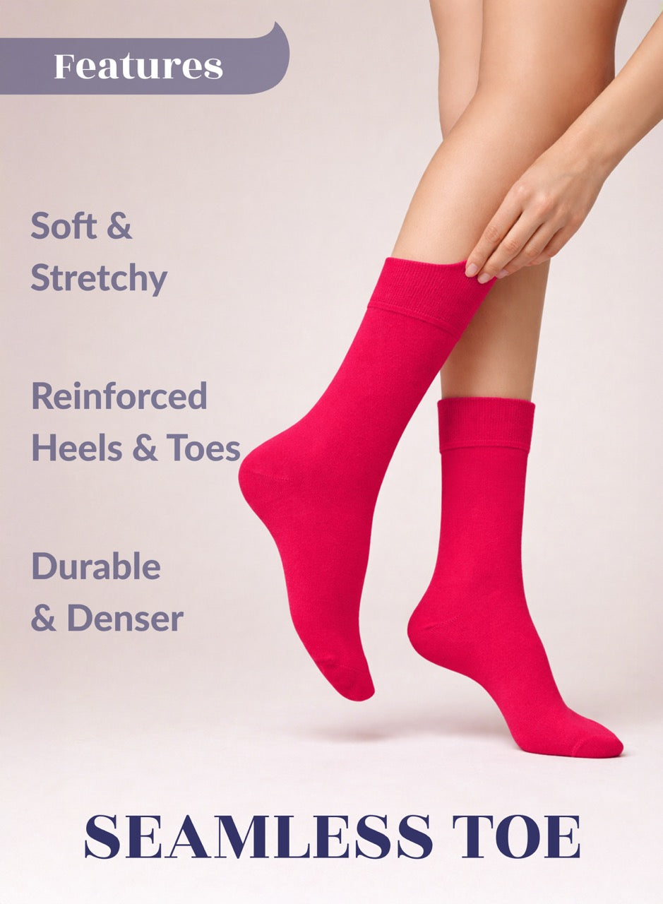 Soft Bamboo Dress Crew Socks for Women, 3 Pairs