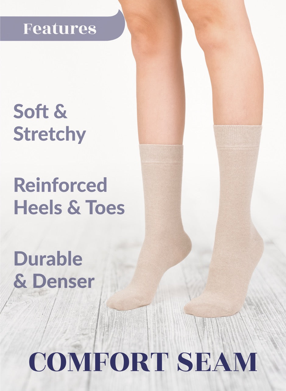 Casual Women's Cotton Dress Crew Socks, 4 Pairs