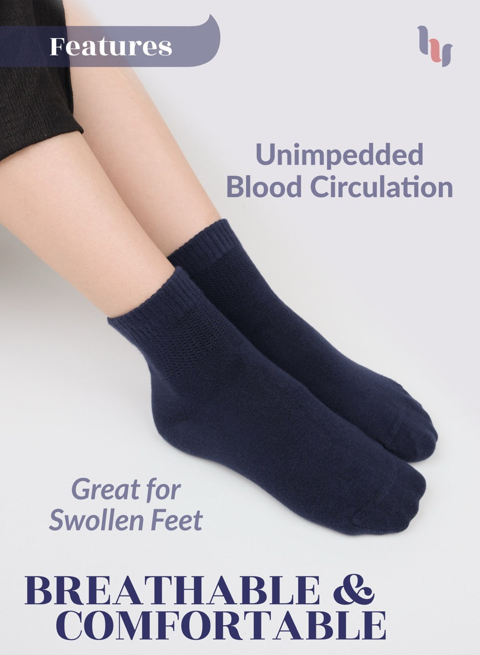 Women's Comfortable Diabetic Bamboo Ankle Socks for Swollen Legs, 3 Pairs