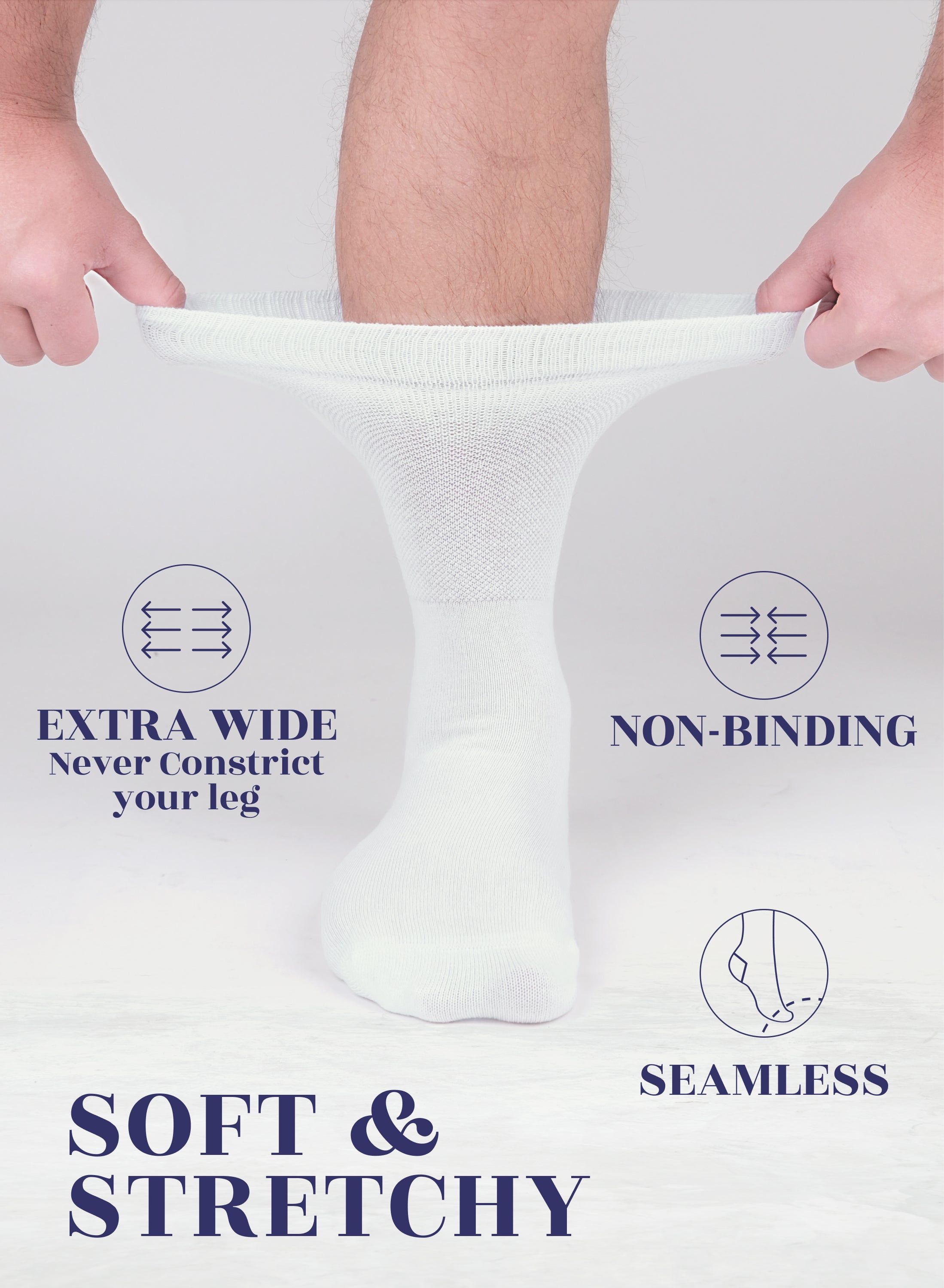 Unisex Cotton Diabetic Crew Socks, 4 Pairs | Hugh Ugoli Socks