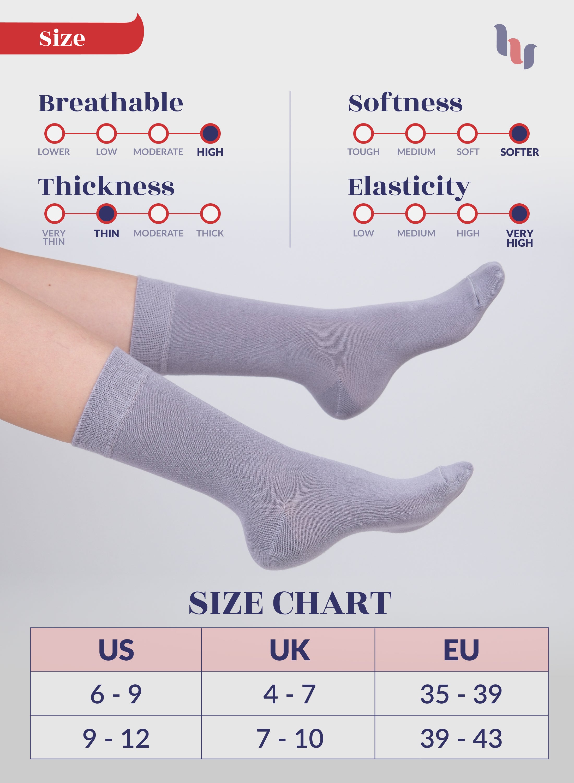 Women's Bamboo Dress Crew Socks, 3 Pairs