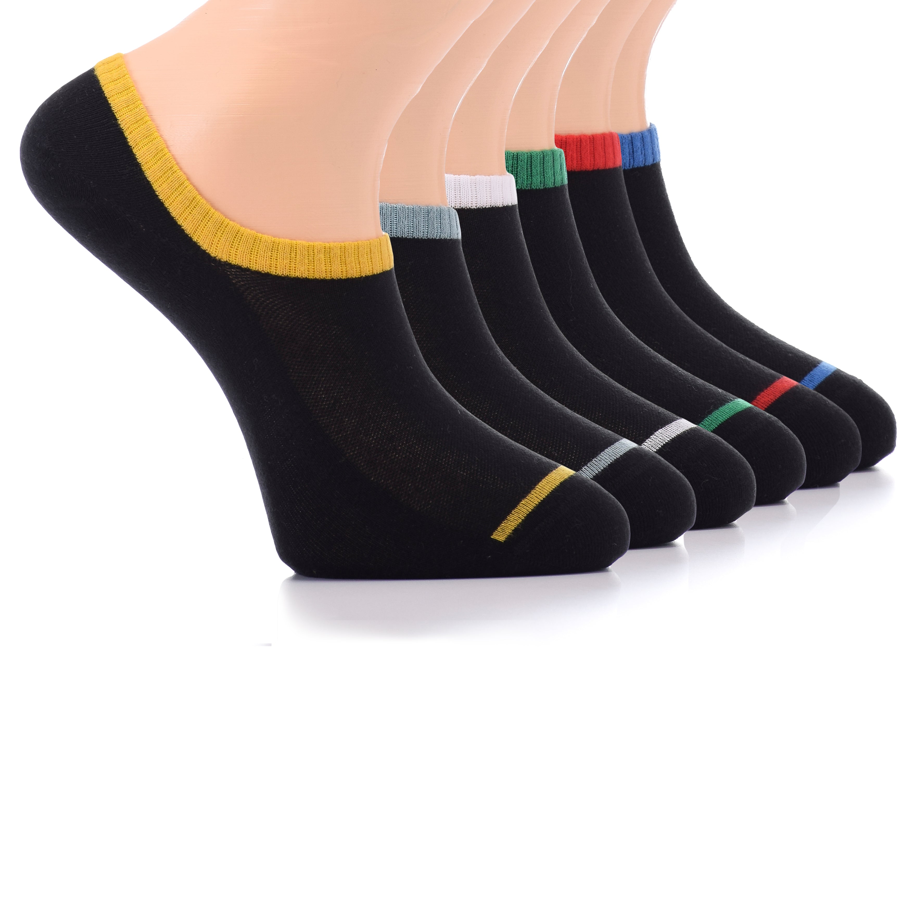 Patterned Cotton No-Show Socks for Men (Only Size 7-12), 6 Pairs
