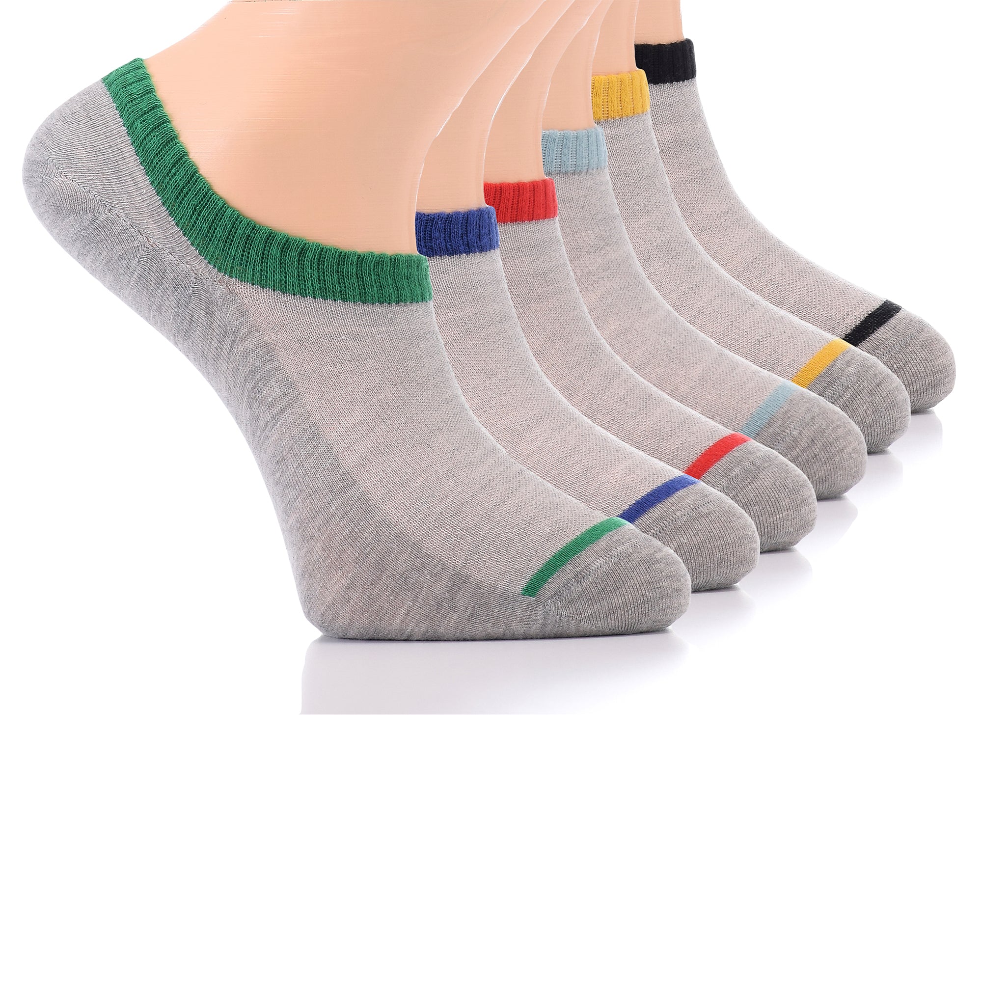 Patterned Cotton No-Show Socks for Men (Only Size 7-12), 6 Pairs