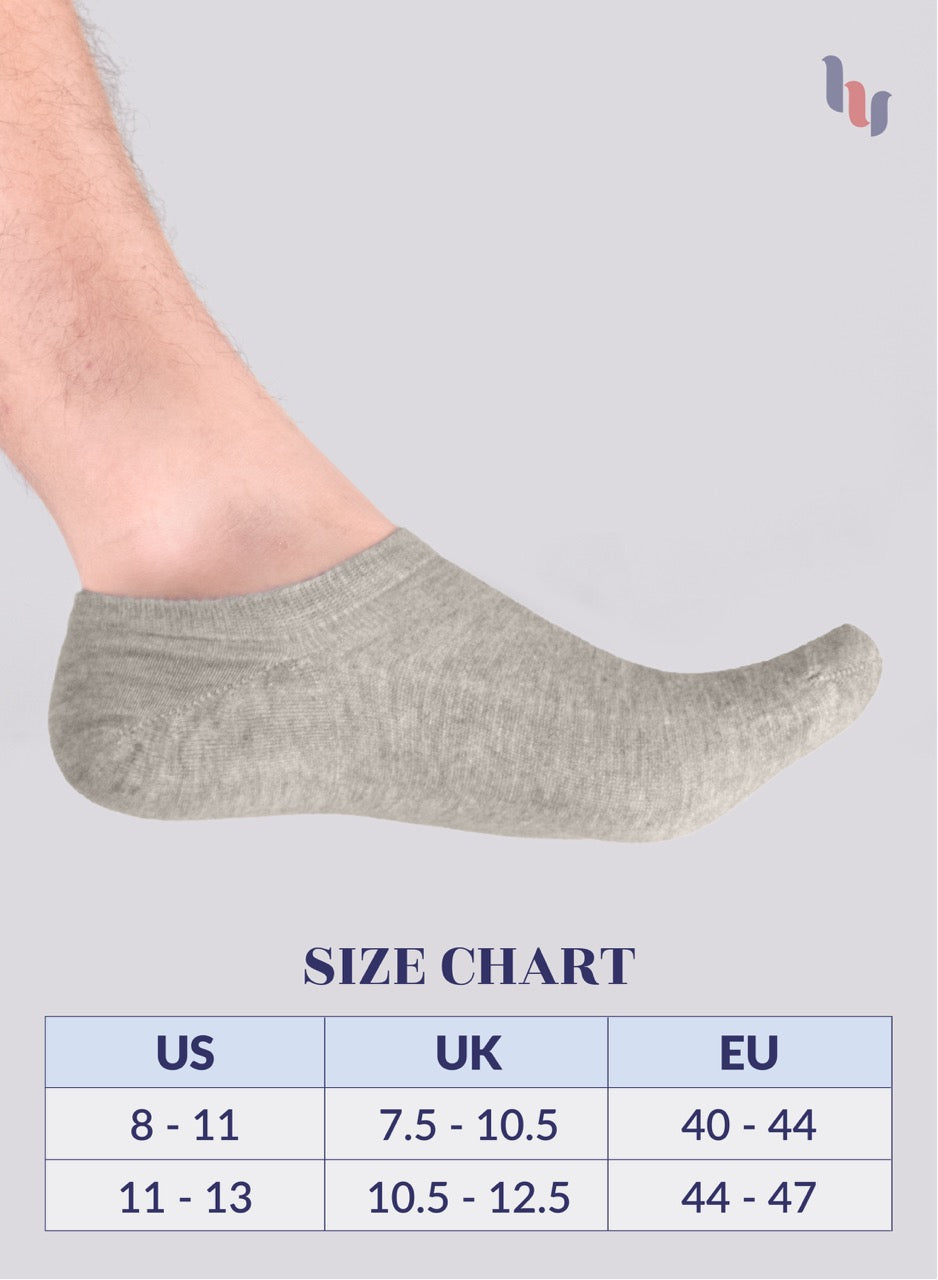 Non-Slip Men's Bamboo No-Show Socks (Only Size 11-13), 6 Pairs