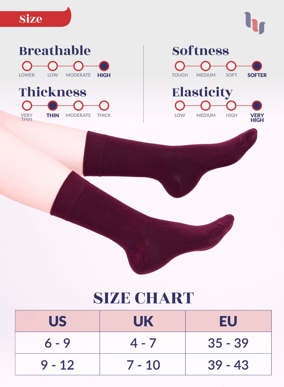 Women's Bamboo Dress Crew Socks, 3 Pairs