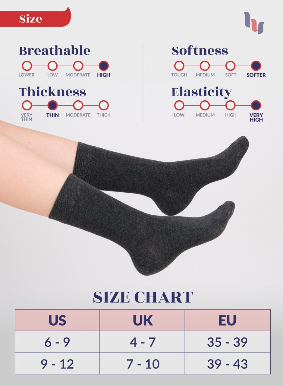 Women's Bamboo Dress Crew Socks, 3 Pairs