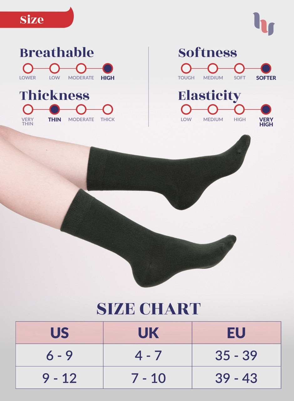 Women's Bamboo Dress Crew Socks, 3 Pairs