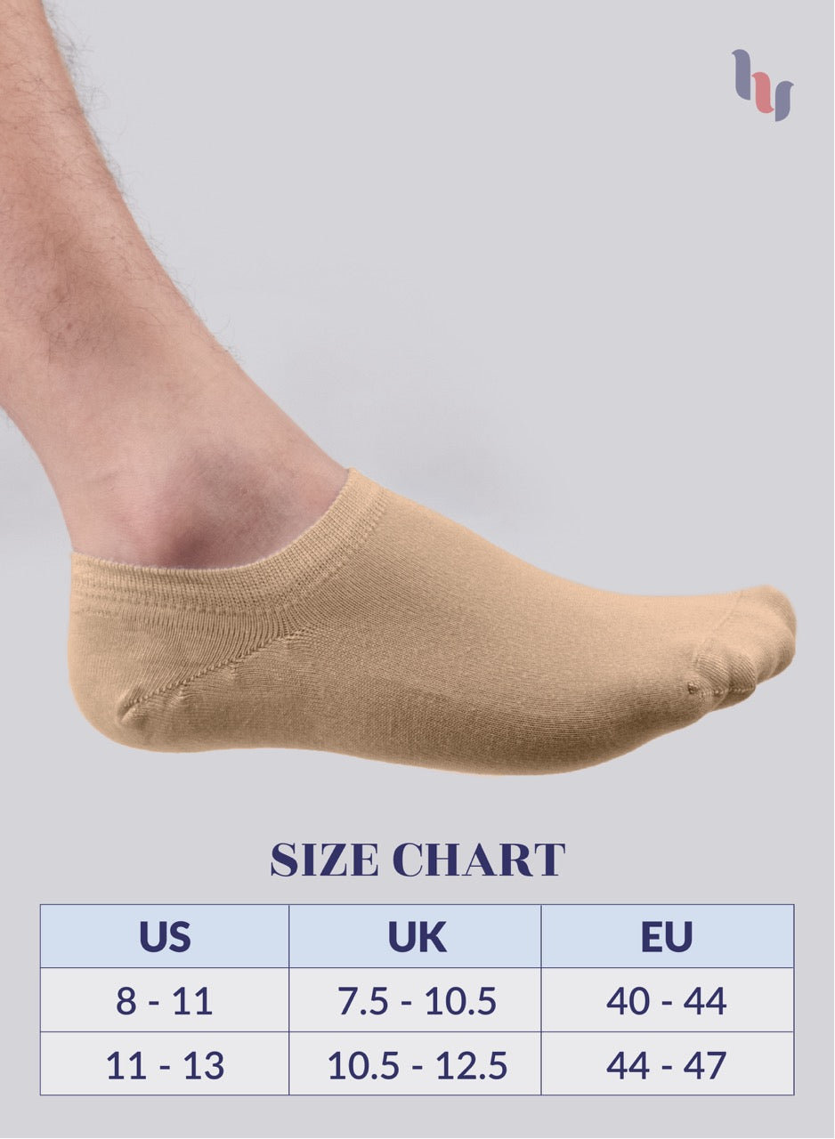 Non-Slip Men's Bamboo No-Show Socks (Only Size 11-13), 6 Pairs