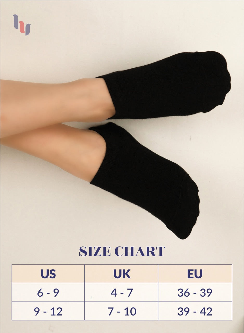 Women's Non-Slip Bamboo No-Show Plain Socks, 6 Pairs