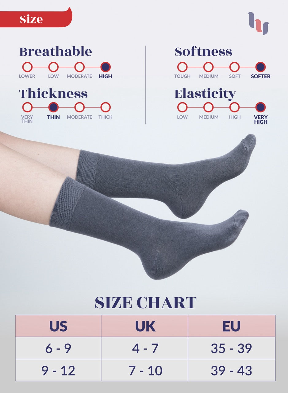 Women's Bamboo Dress Crew Socks, 3 Pairs