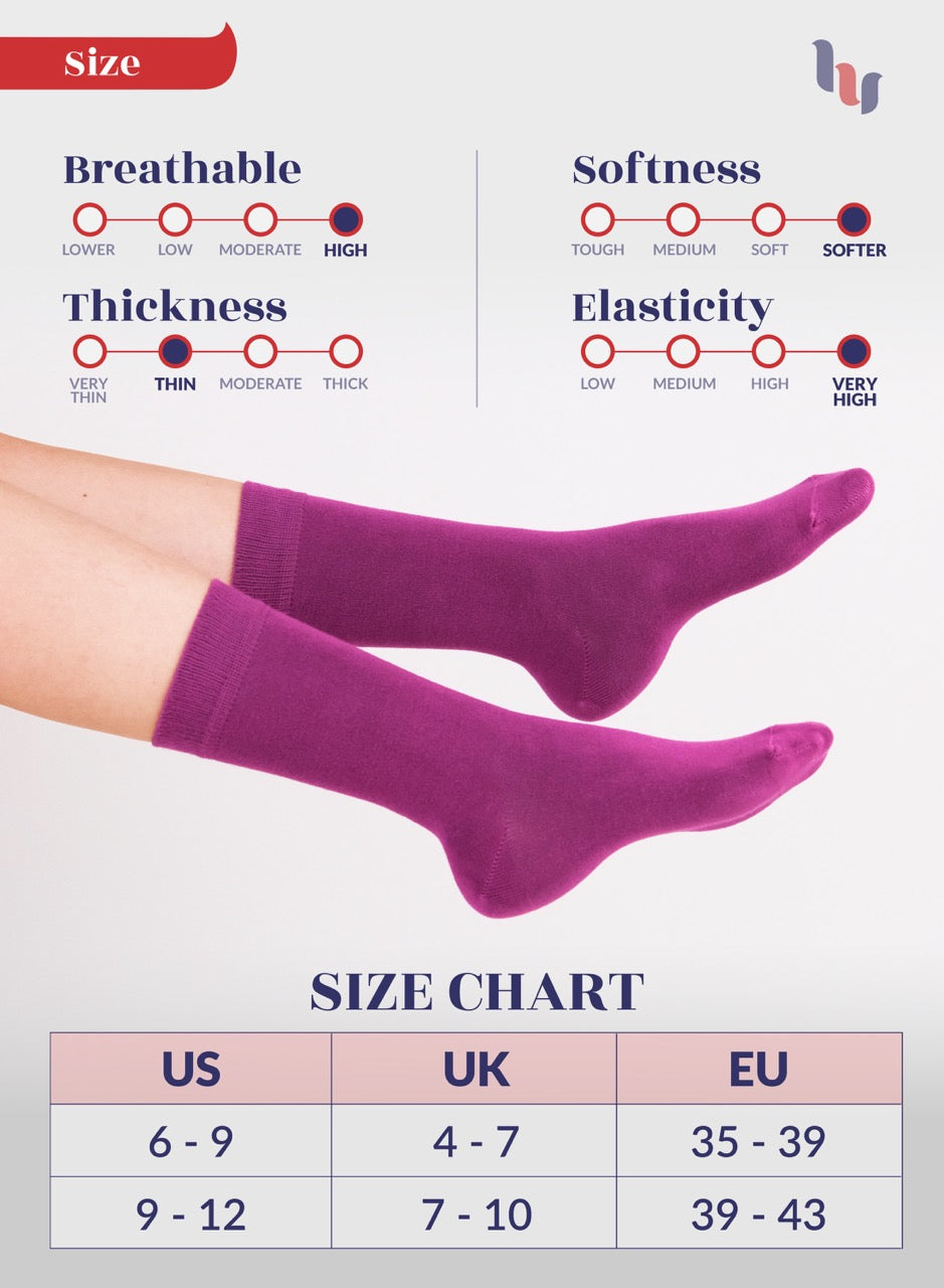 Women's Bamboo Dress Crew Socks, 3 Pairs