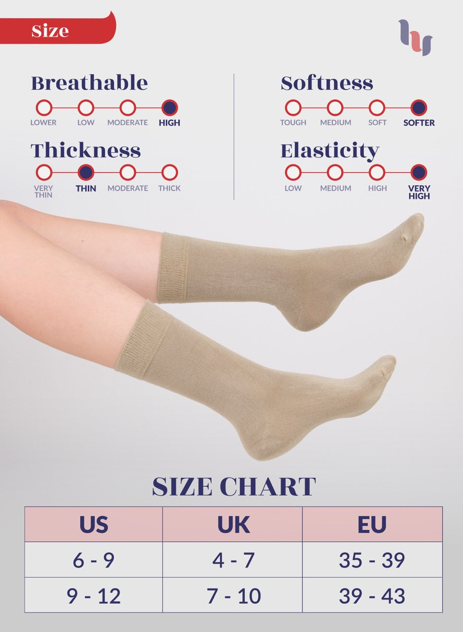 Women's Bamboo Dress Crew Socks, 3 Pairs