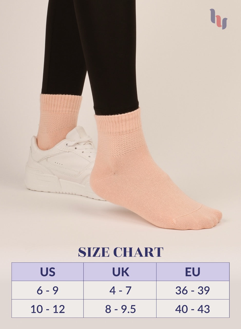 Women's Comfortable Diabetic Bamboo Ankle Socks for Swollen Legs, 3 Pairs