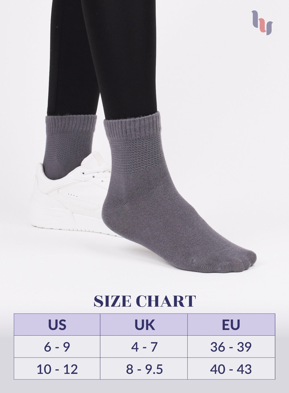 Women's Comfortable Diabetic Bamboo Ankle Socks for Swollen Legs, 3 Pairs