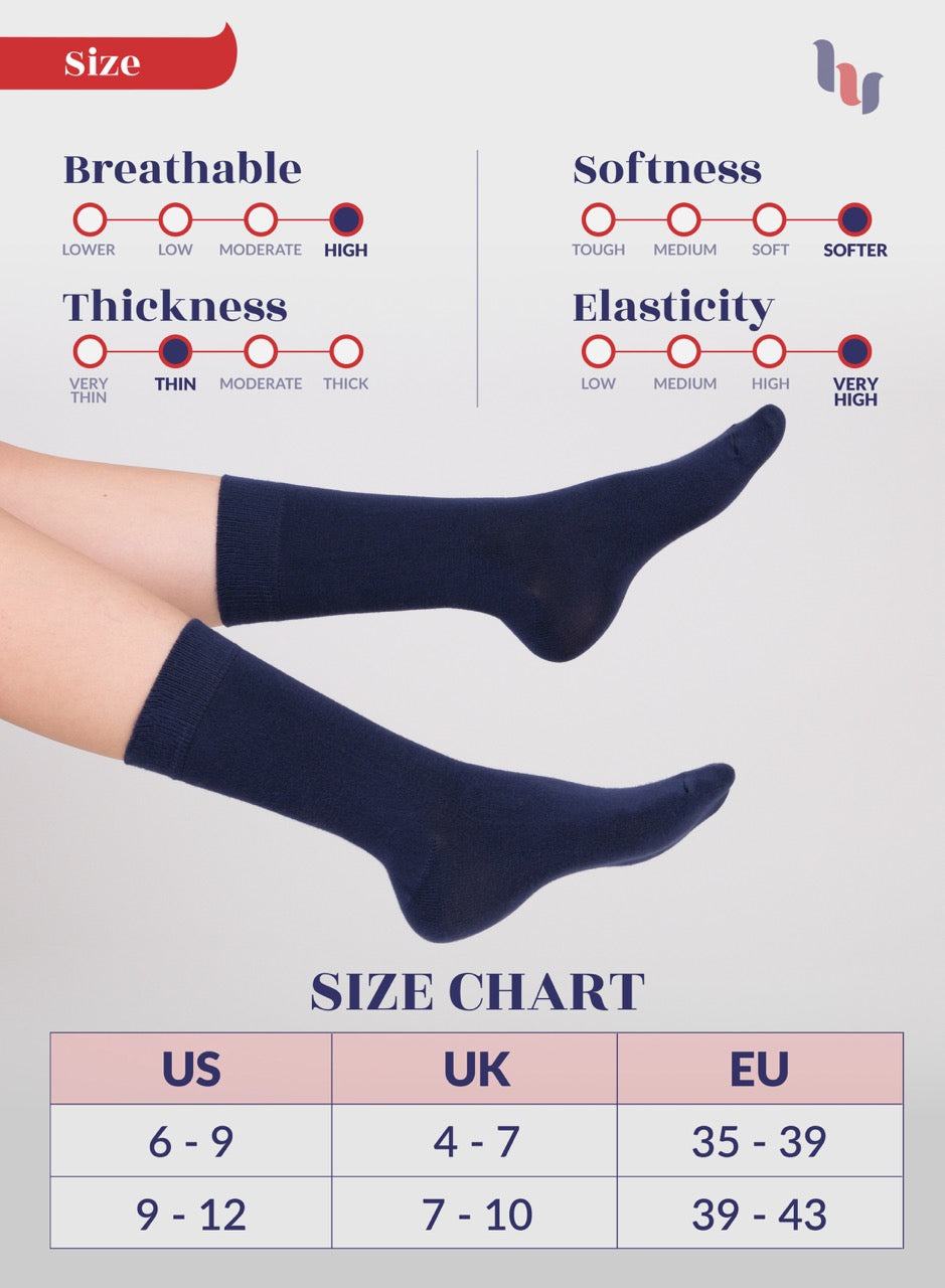 Women's Bamboo Dress Crew Socks, 3 Pairs