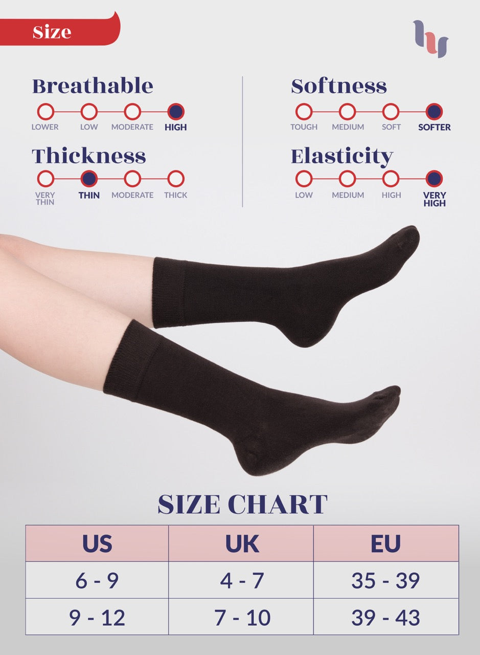 Women's Bamboo Dress Crew Socks, 3 Pairs