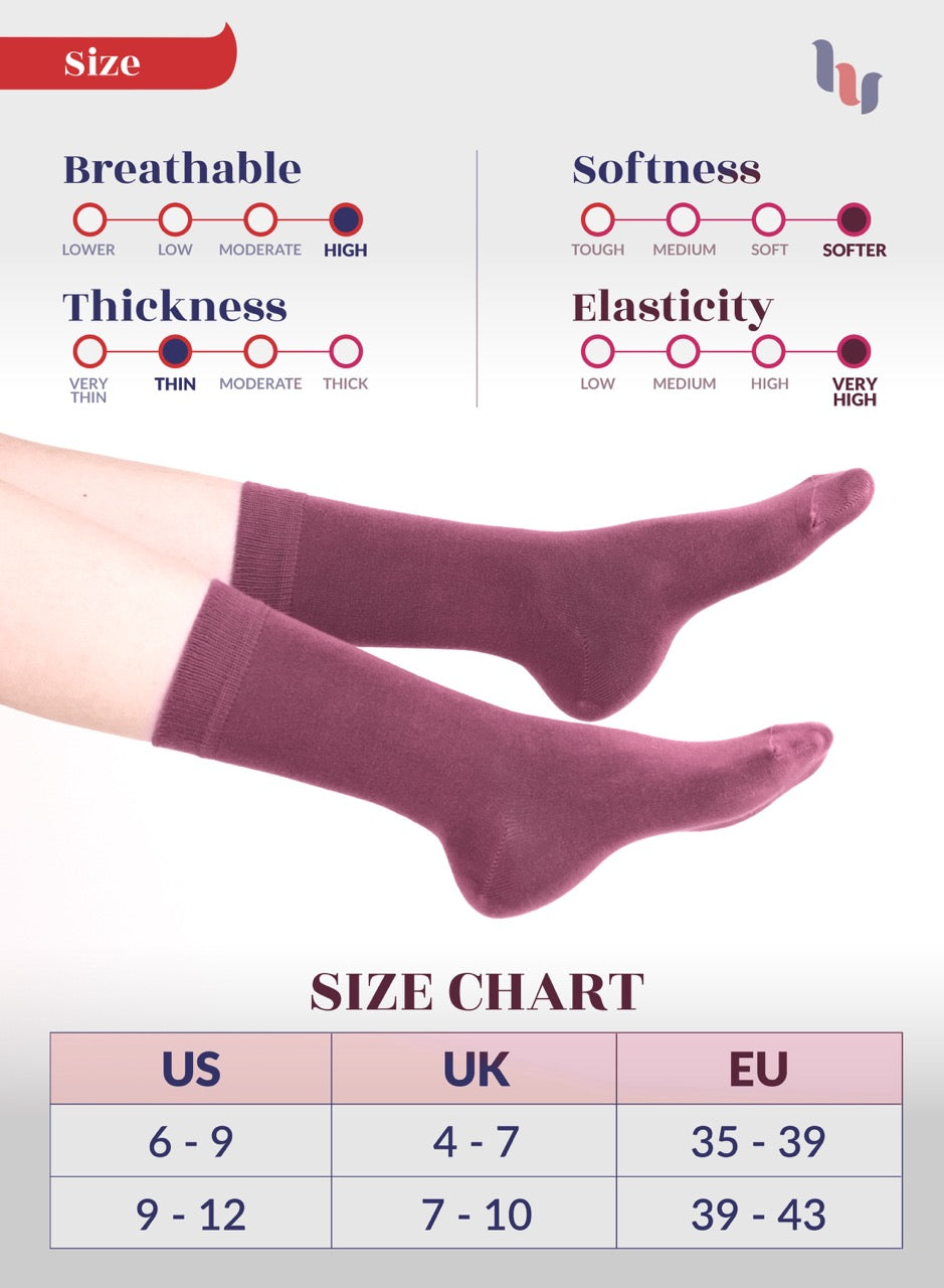 Women's Bamboo Dress Crew Socks, 3 Pairs