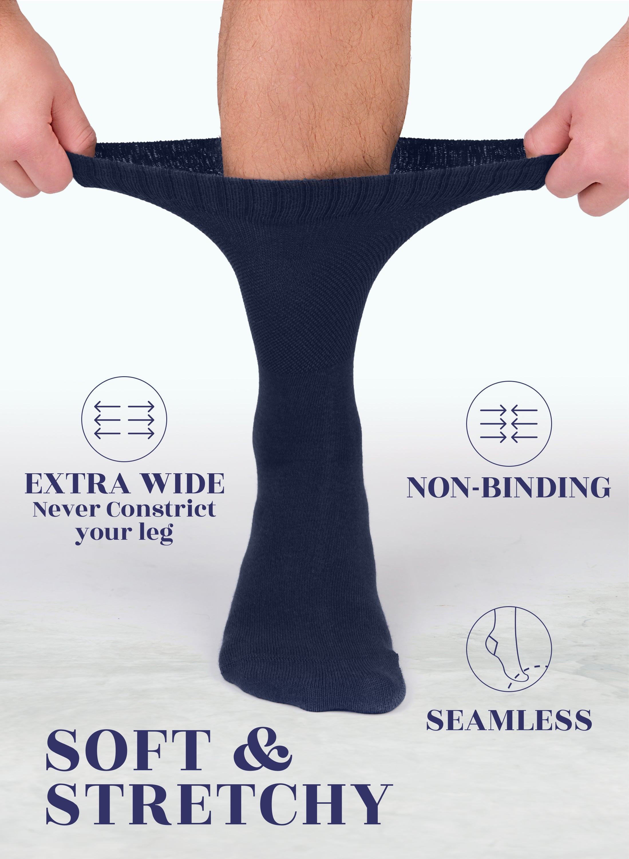 Unisex Cotton Diabetic Crew Socks, 4 Pairs