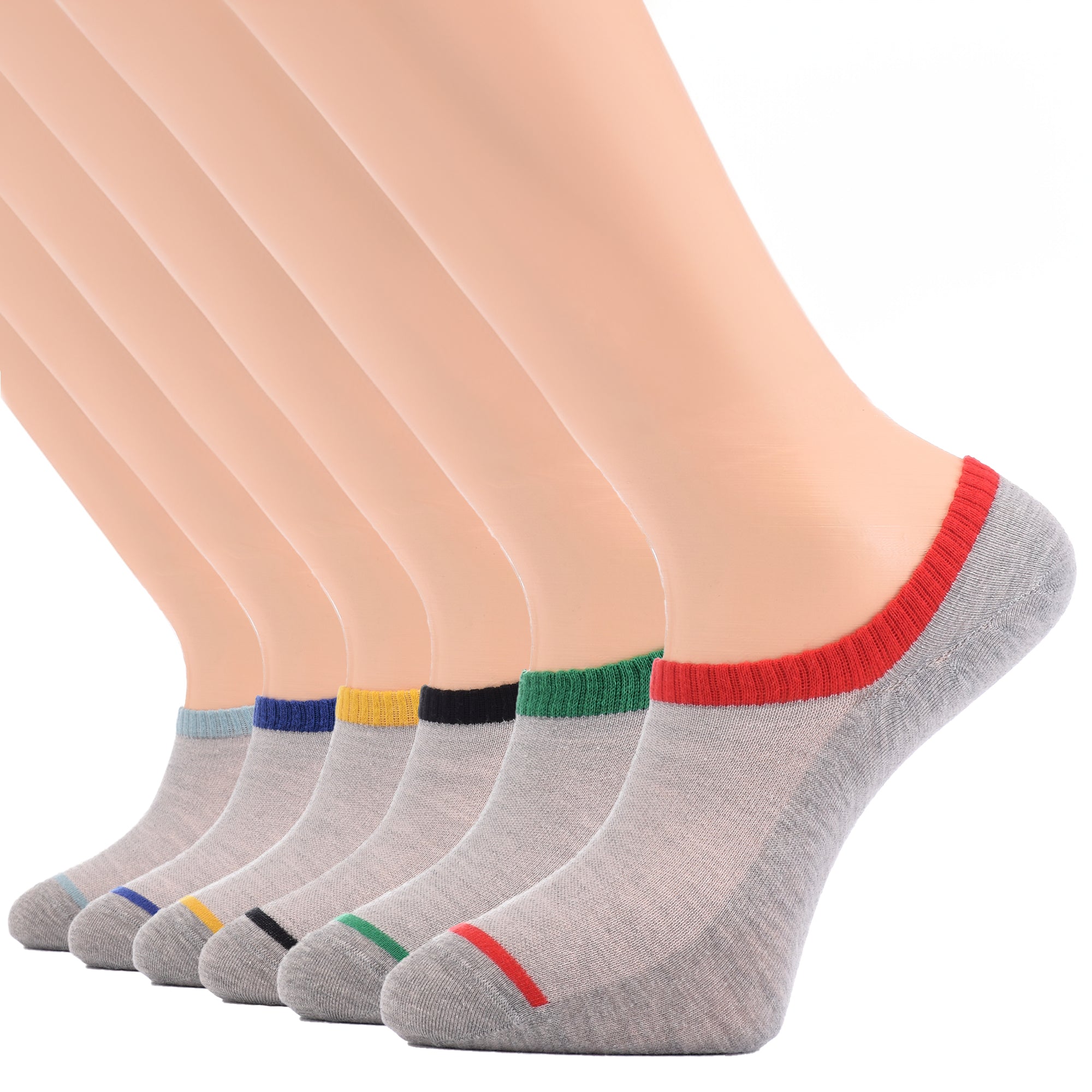 Patterned Cotton No-Show Socks for Men (Only Size 7-12), 6 Pairs