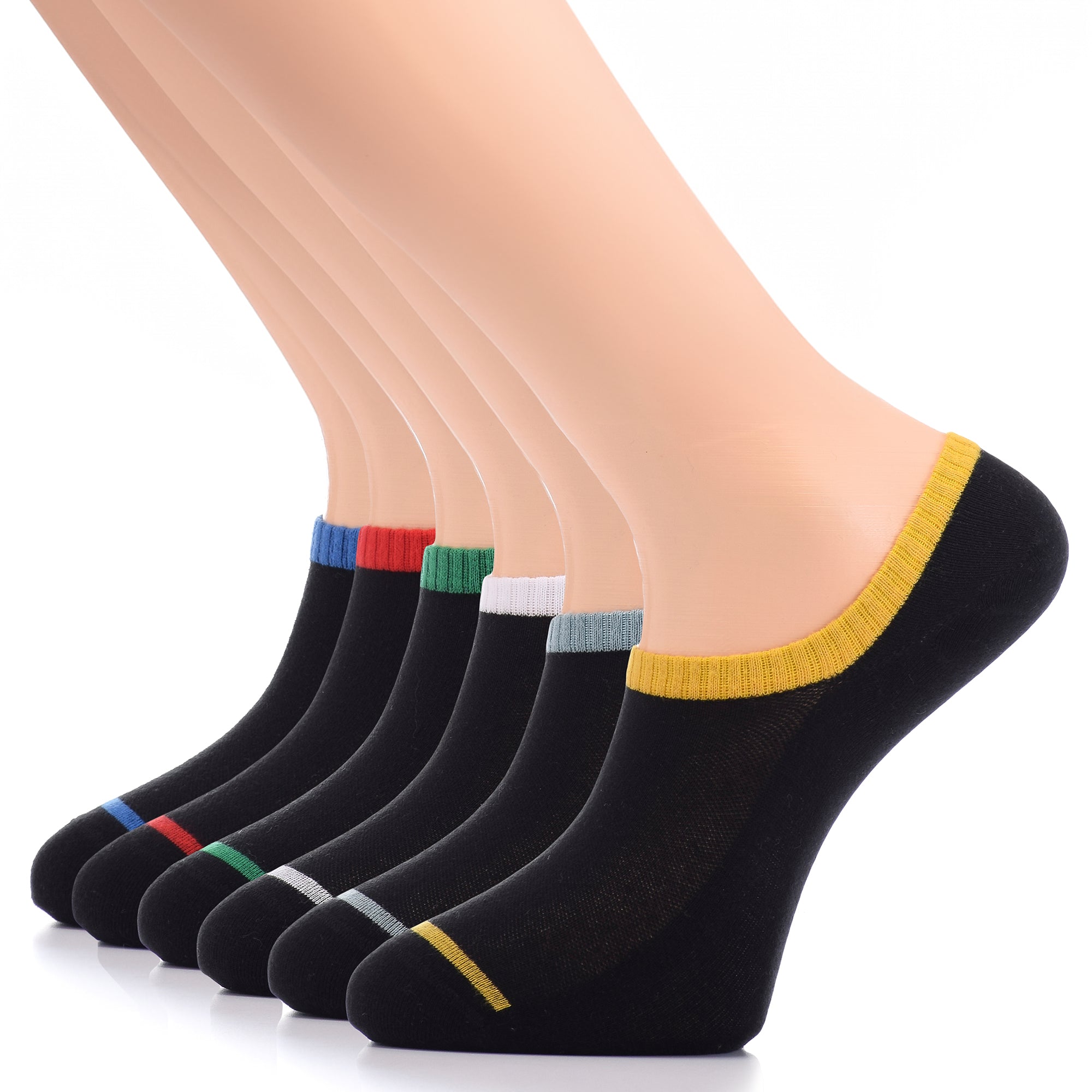 Patterned Cotton No-Show Socks for Men (Only Size 7-12), 6 Pairs