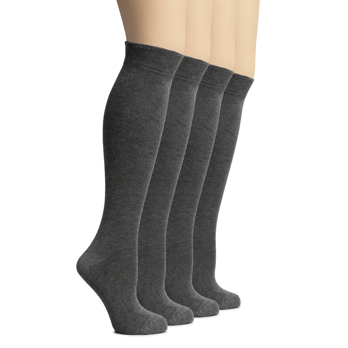 Get the perfect blend of comfort, style, and health with these 3 pairs of women's dark gray knee high socks. Made from soft and breathable bamboo fabric, they provide a seamless fit and support for your feet. Plus, the non-binding top improves circulation and prevents irritation. - Hugh Ugoli