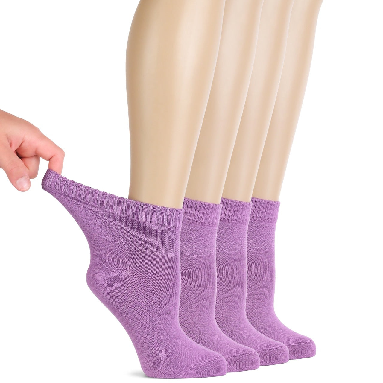 Lightweight Diabetic Bamboo Ankle Socks for Women, 4 Pairs